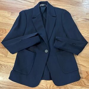 Diane von Furstenberg Navy Blue Stretch Blazer Tailored Fit Womens Size 2